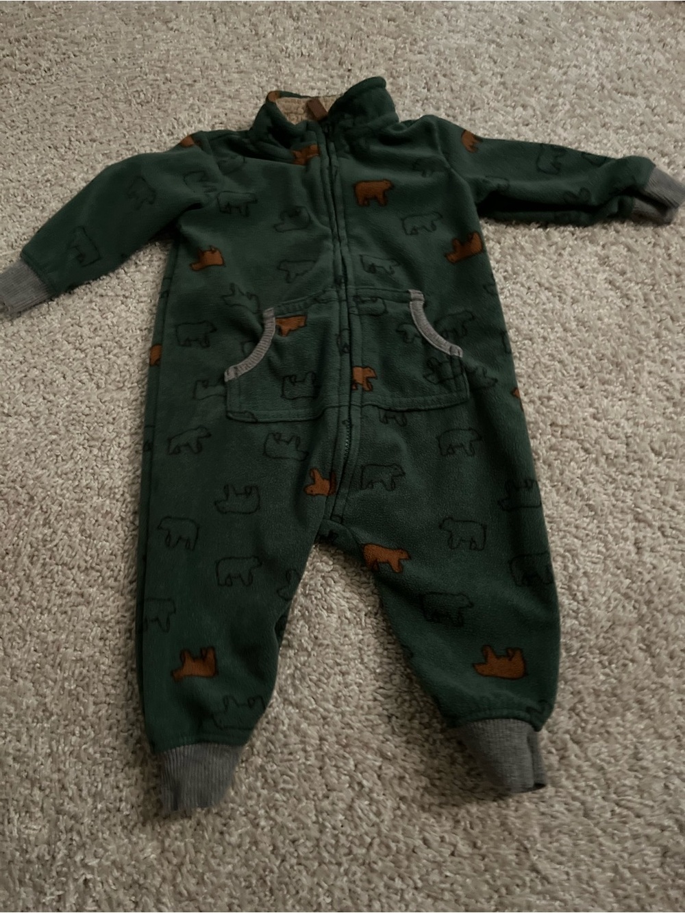 Carter’s Green Fleece Bear Sleeper/Romper